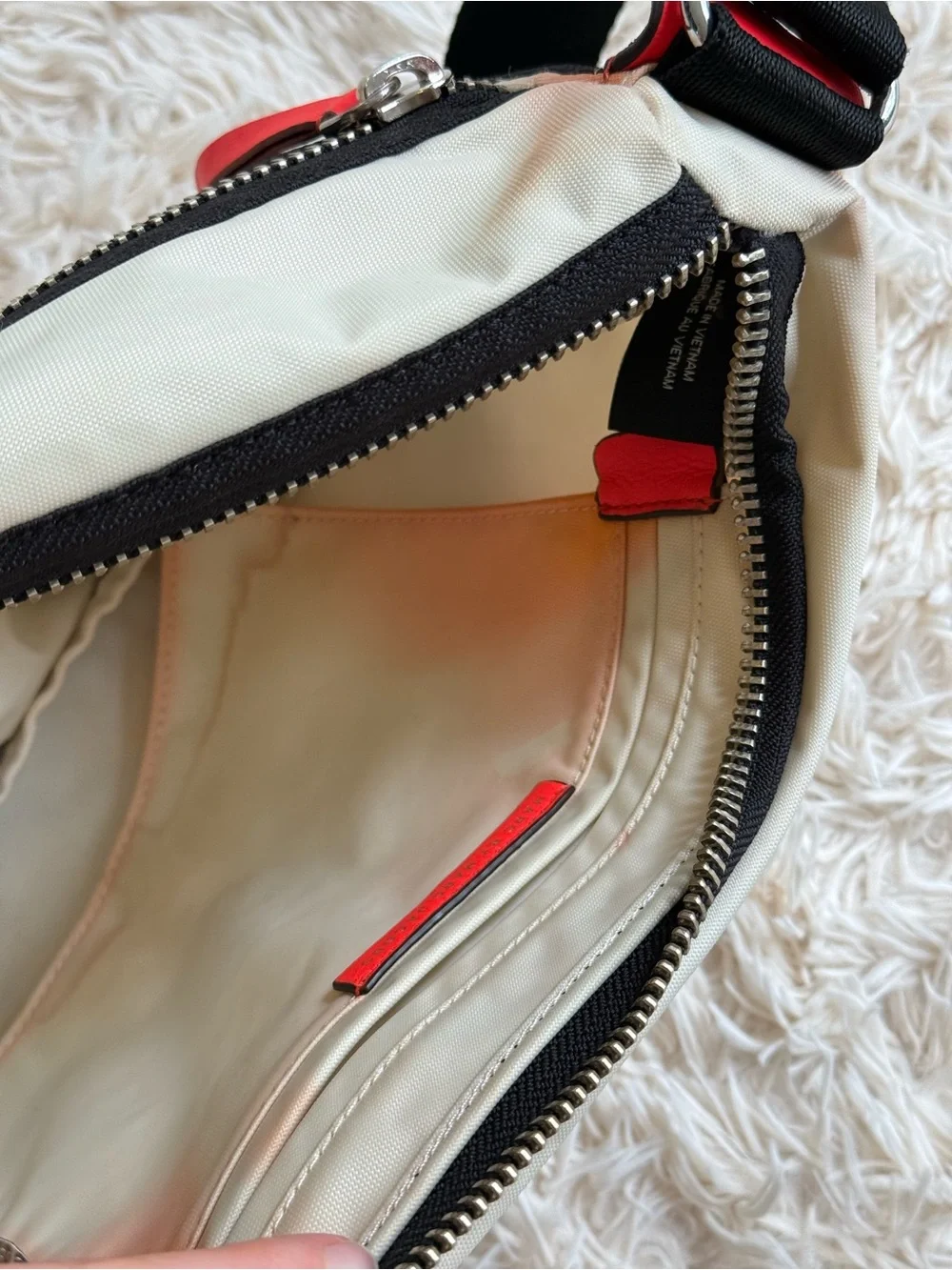 Marc by Marc Jacobs Standard Supply Nylon Crossbody Messenger Bag Ivory Red